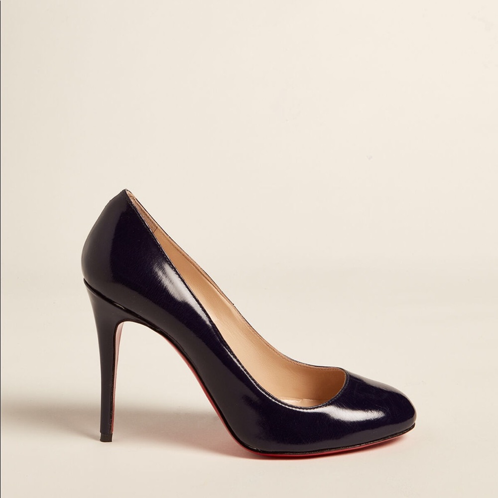 Christian Louboutin AUTHENTIC Navy Patent Fifi 100